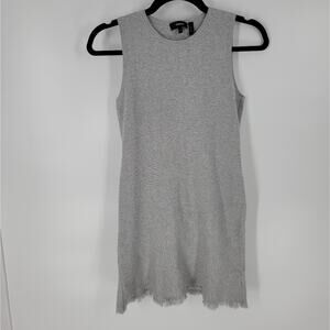 Theory Grey Raw Hem Sleeveless Reverie Branteenia Mini Dress 0